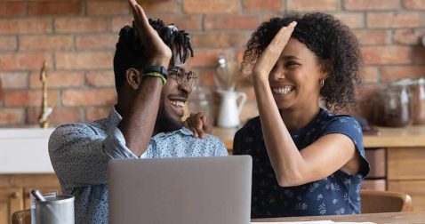 Couple happy with their tax preparation software