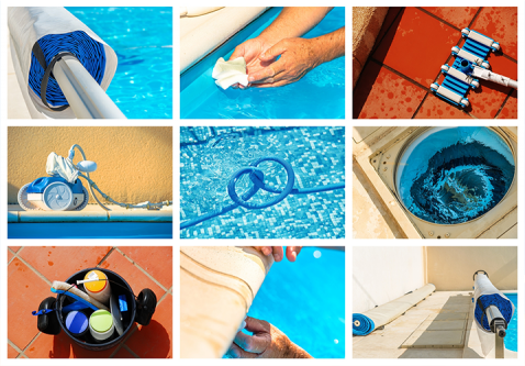 collage de la guía de mantenimiento de la piscina