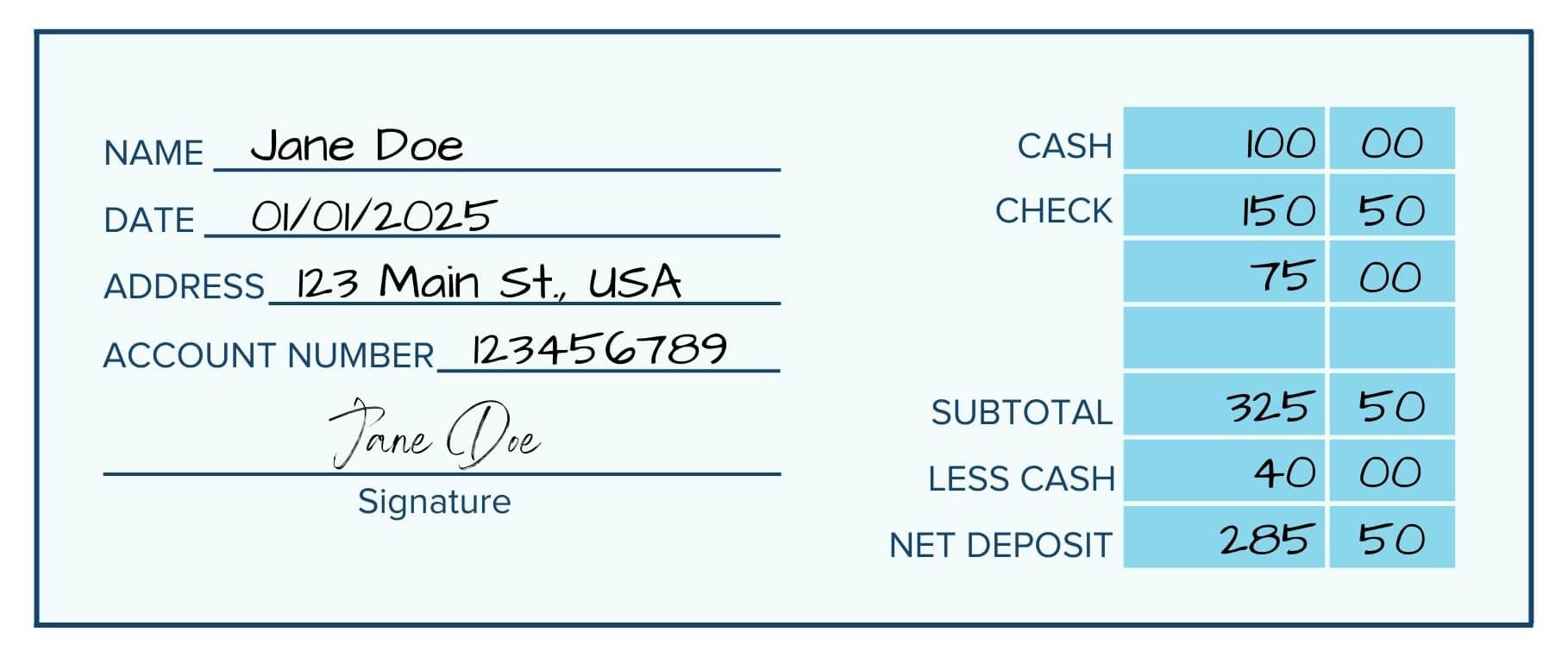 check deposit slip example