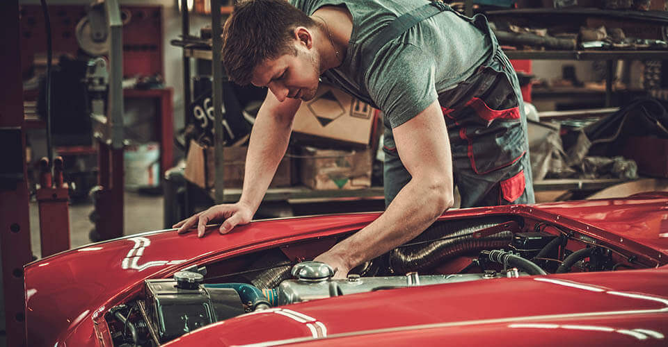 Mechanic performing a car inspection