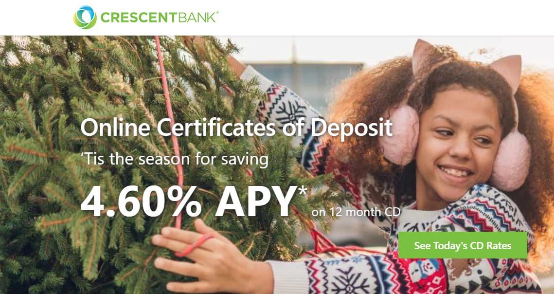 Screenshot of Crescent Bank's homepage