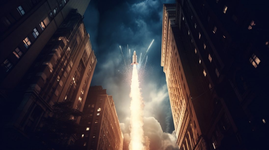 Rocket launching from Wall Street